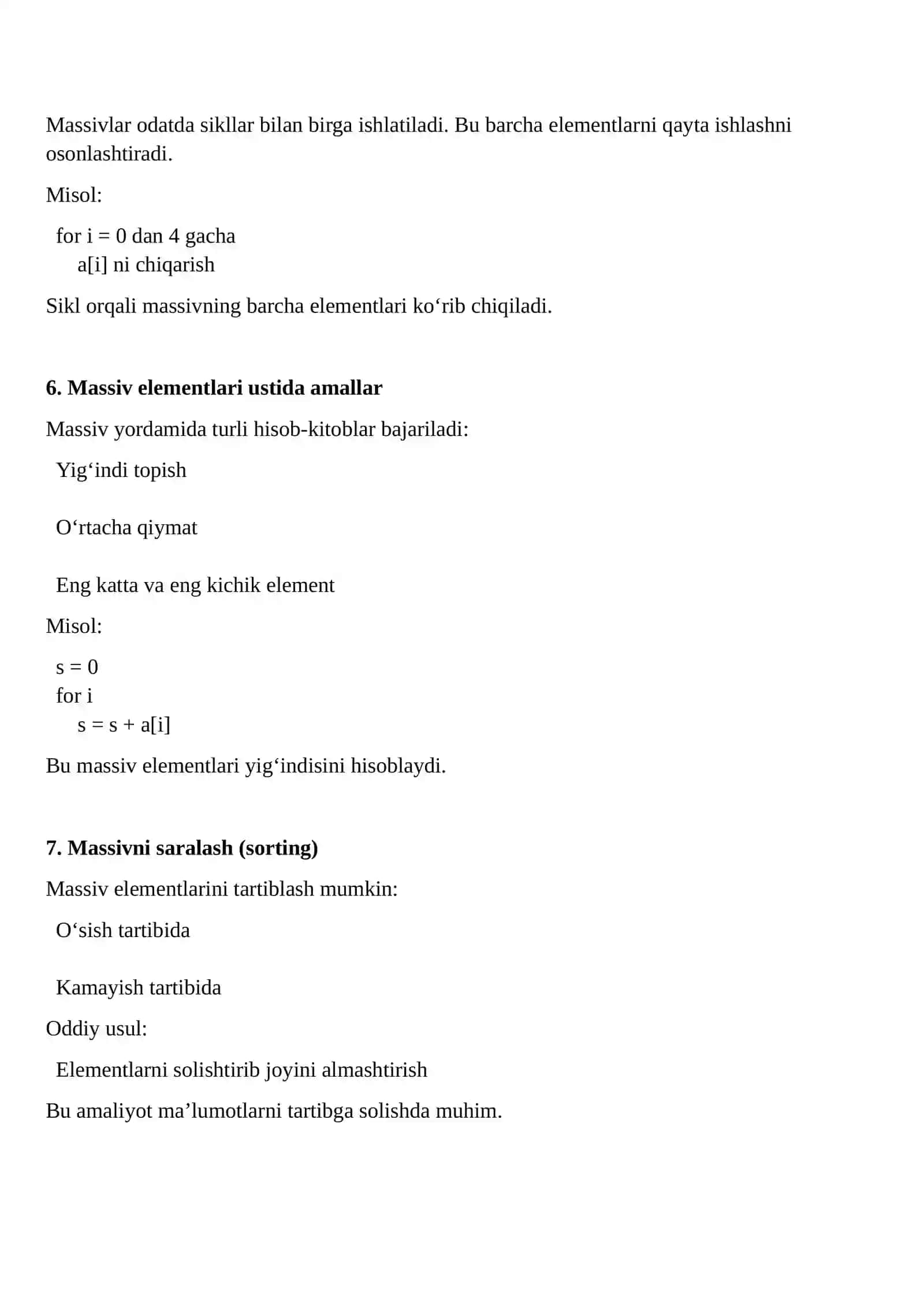 Massivlardan foydalanib dastur tuzish 3