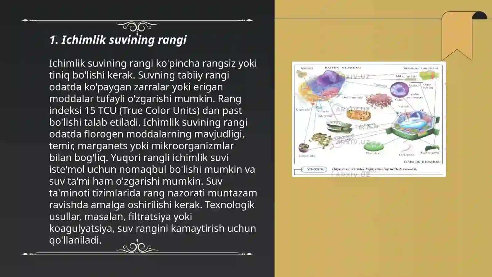 Ichimlik suvini organoleptik jihatdan tekshirish usullari 3