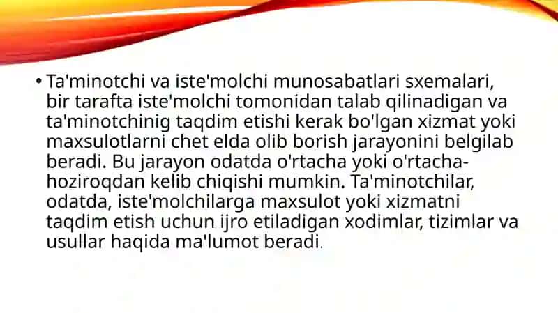 Ta’minotchi va iste’molchi munosabatlari sxemalari 3