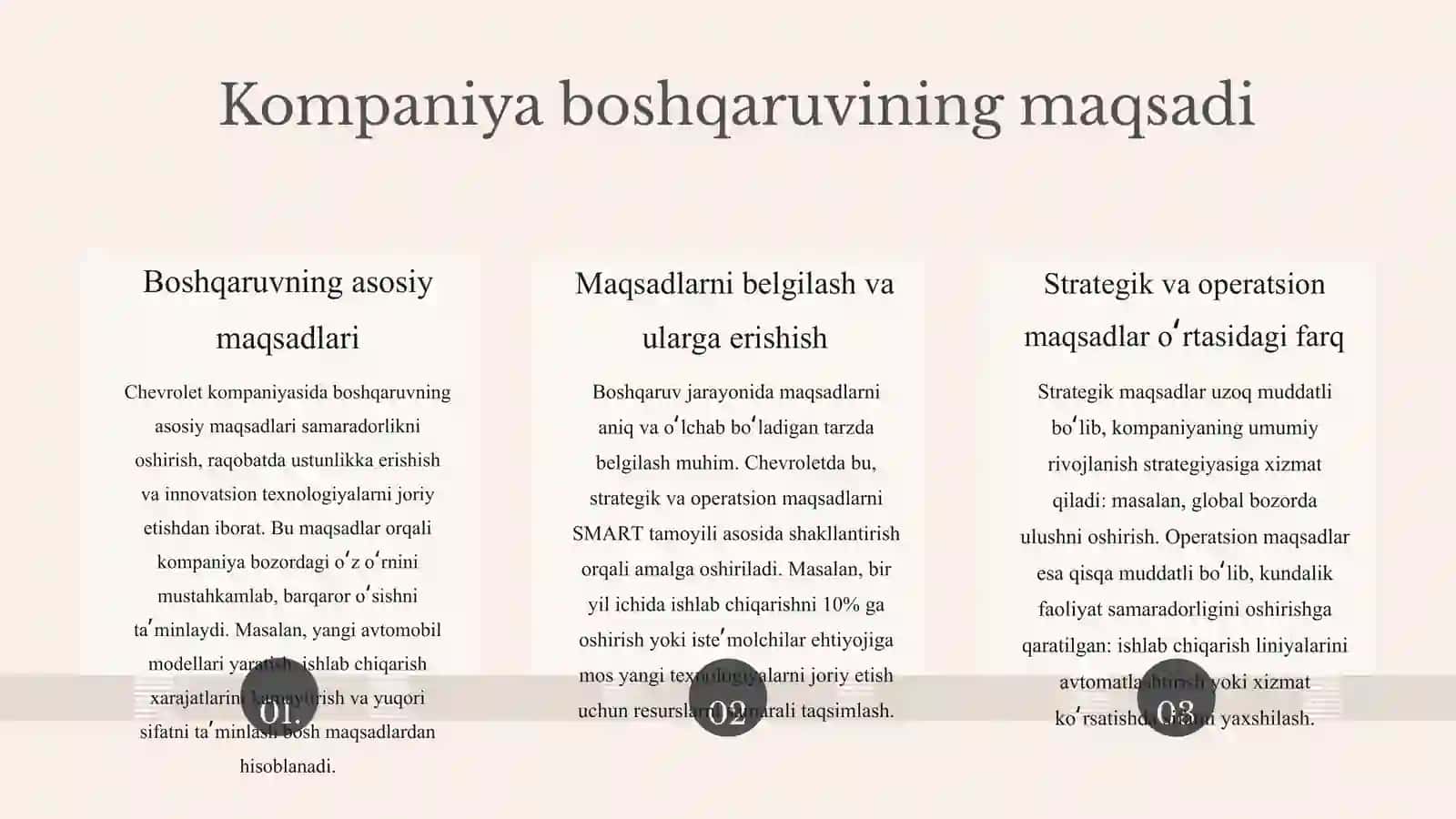 Chevrolet-kompaniyasida menejmentning xususiyatlari 3