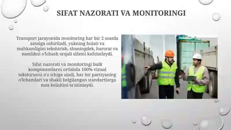 Quyma komponentlarni tushirish va tashish bulimini nazorat qilish va boshqarish 3