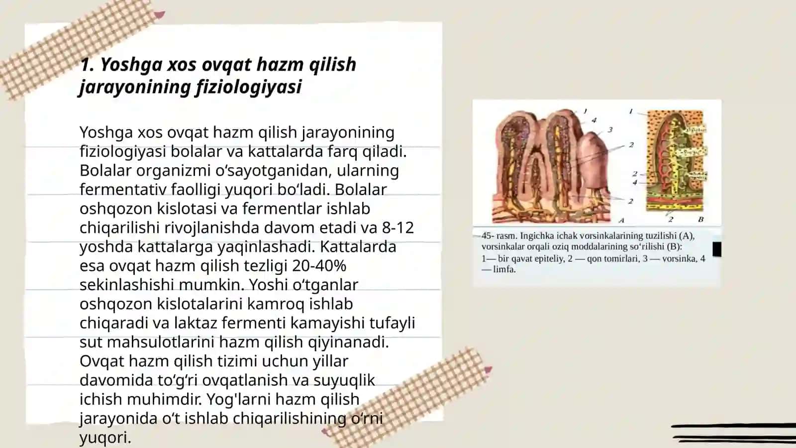 Fiziologiya fanida ovqat hazm qilishning yoshga xos xususiyatlari 3