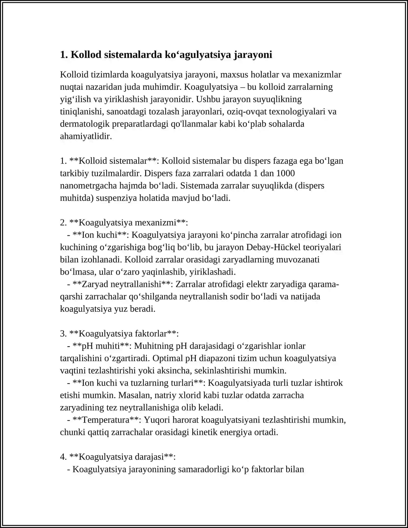 KOLLOID SISTEMALARNING ÕZARO KAOGULYASIYASI.AGREGATIV VA SEDIMENTASION BARQARORLIKNI YÕQOLISHI 3