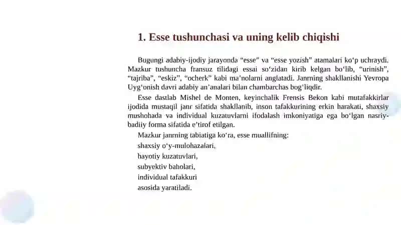 Esse haqida tushuncha 3
