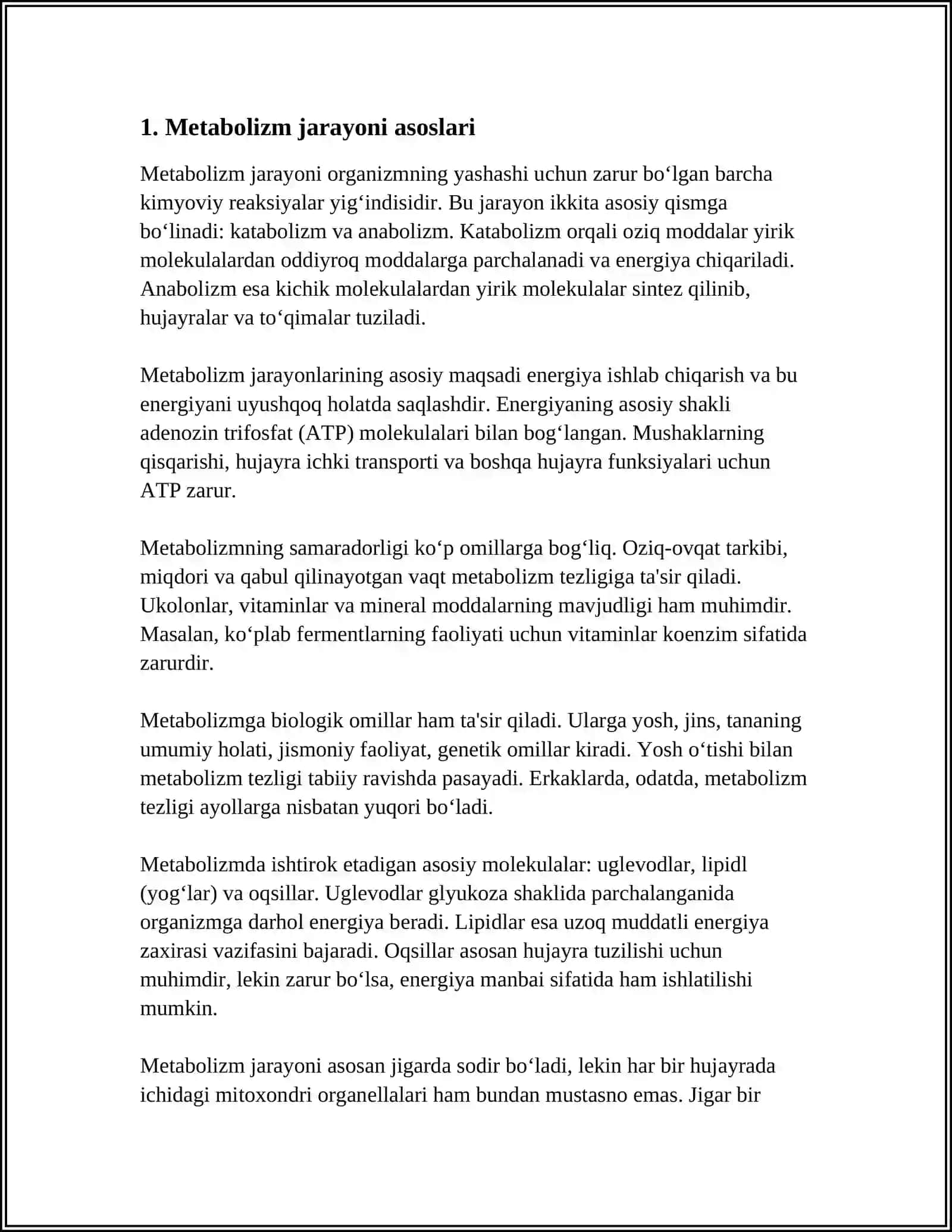 METABALIZM JARAYONIDA ENERGIYA HOSIL BOOISHI VA SARFLANISHI 3