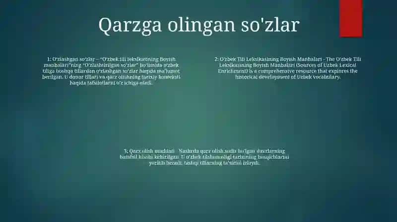 O'Zbek Tili Leksikasining Boyish Manbalari 3