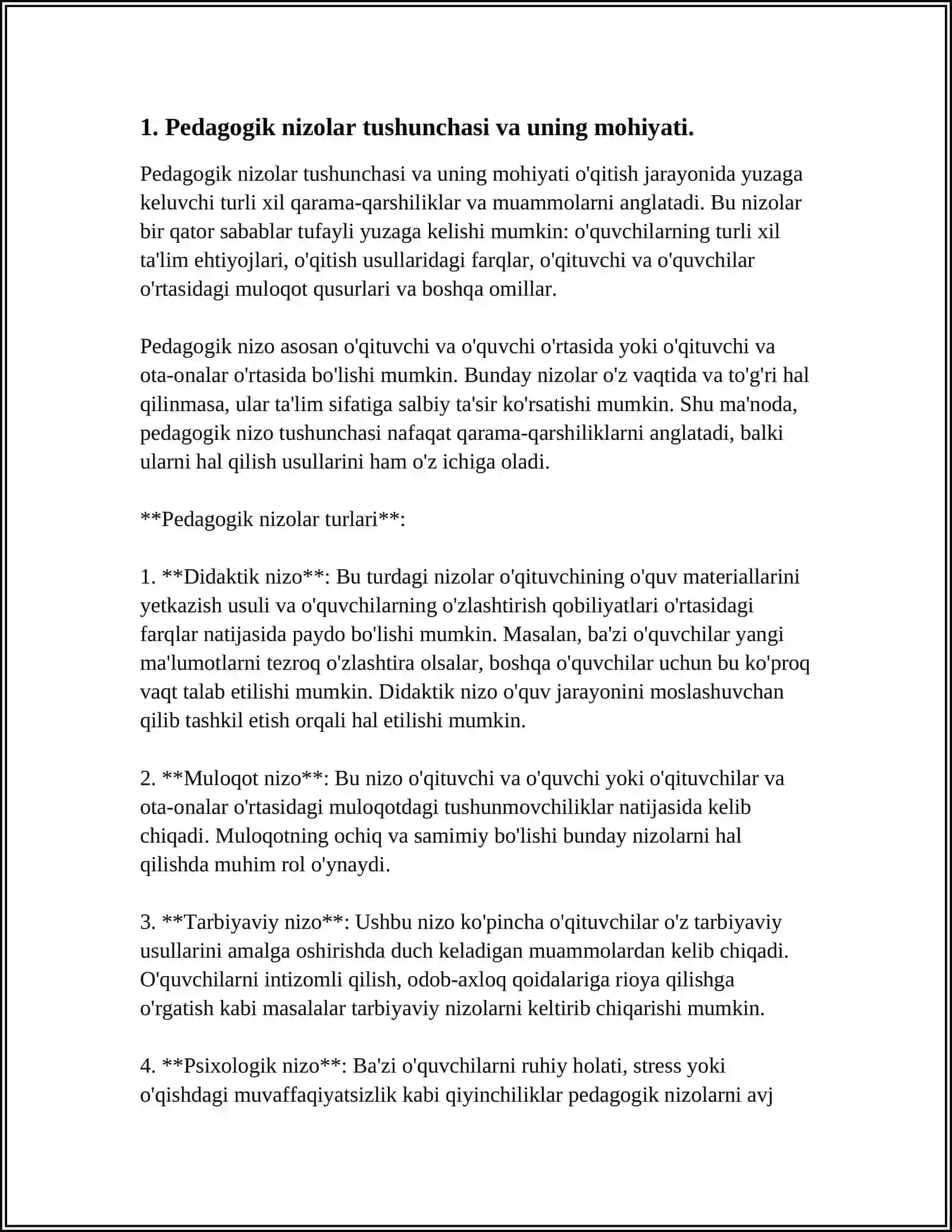 PEDAGOGIK NIZOLAR VA ZIDDIYATLARNING FALSAFIY, PEDAGOGIK PSIXOLOGIK TASNIFI 3