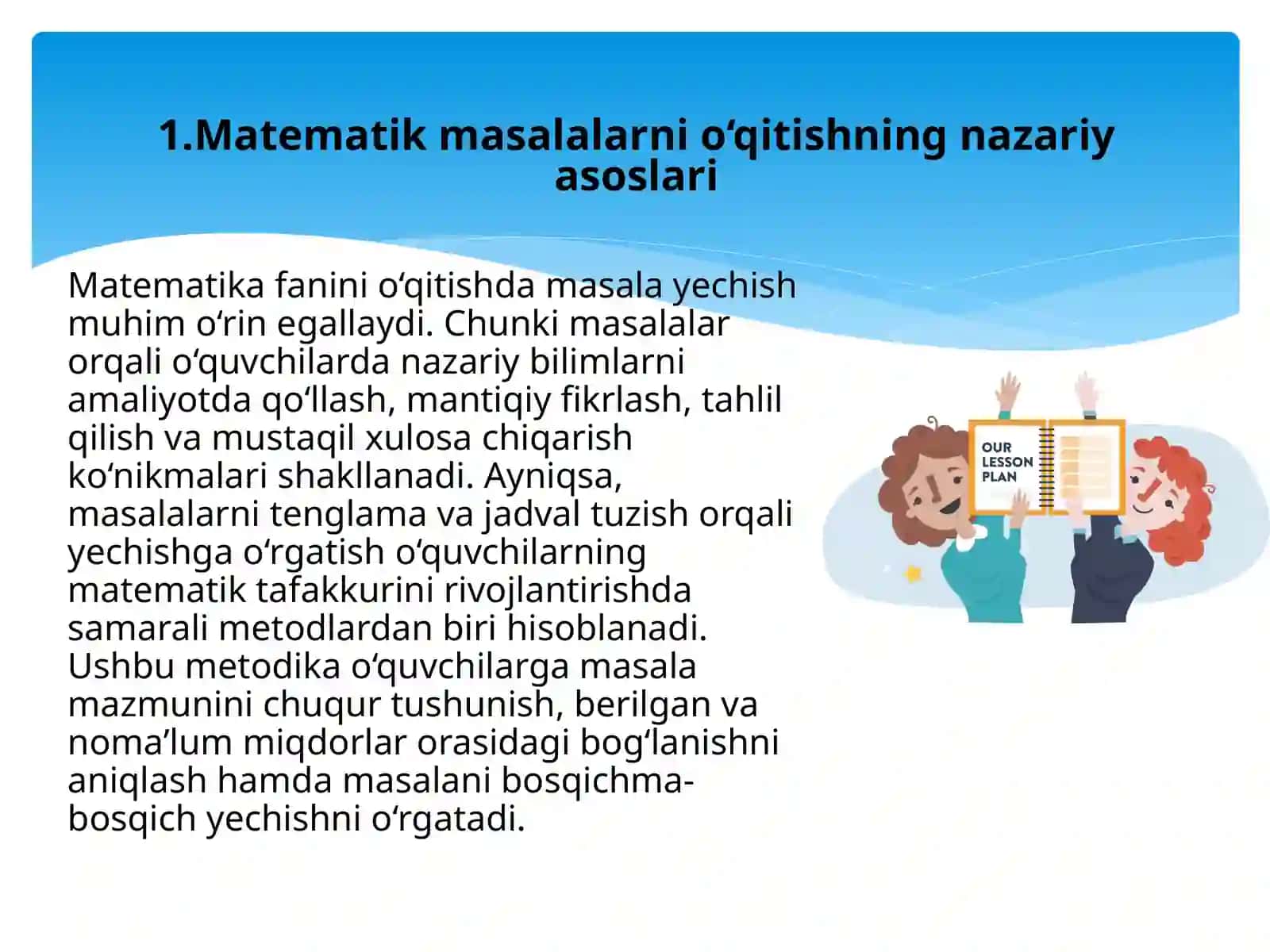 Masalalarni tenglama va jadval tuzib yechishga o‘rgatish metodikasi 3