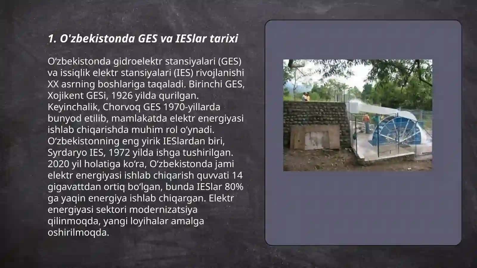 O'zbekistonda GES va IESlar to'g'risida tushuncha 3
