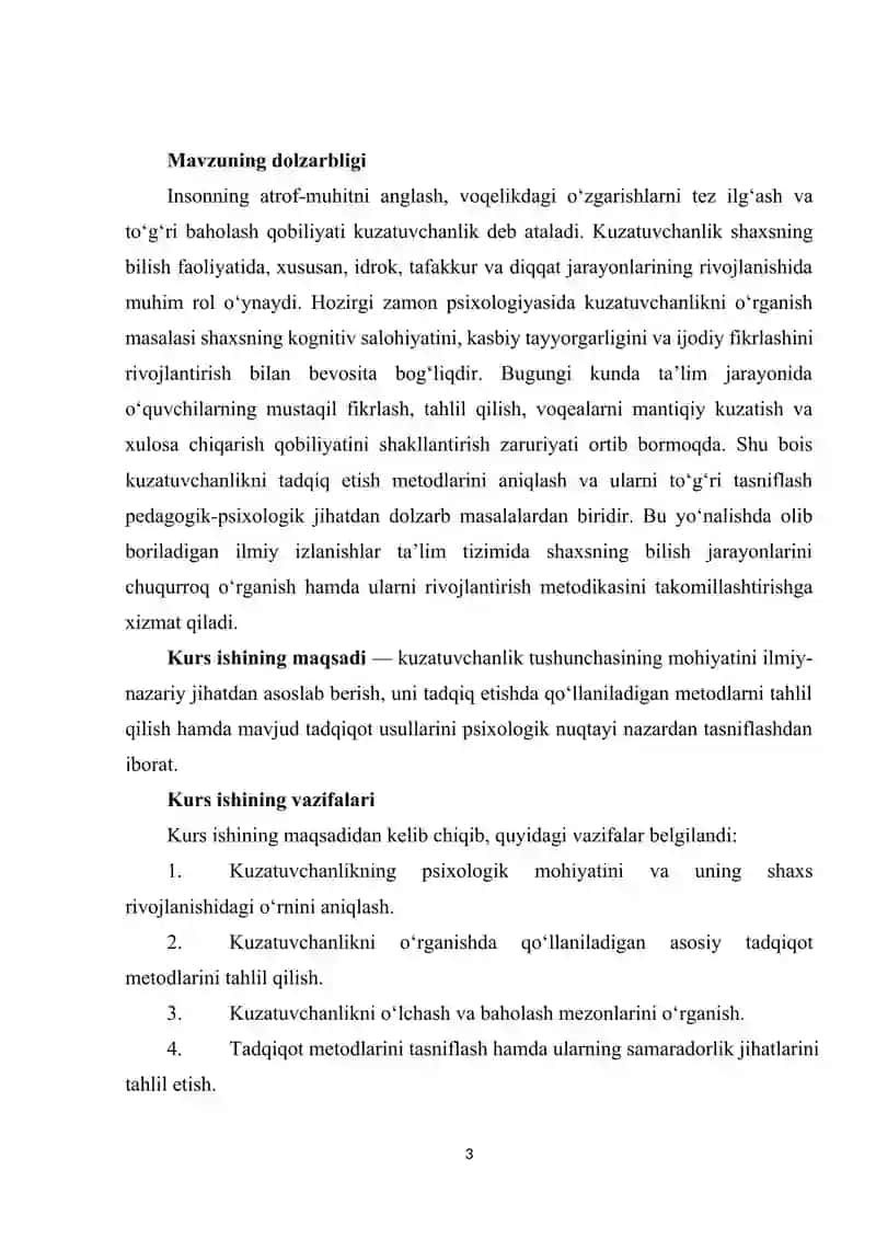 Kuzatuvchalikni tadqiq etish metodlari tasnifi 3