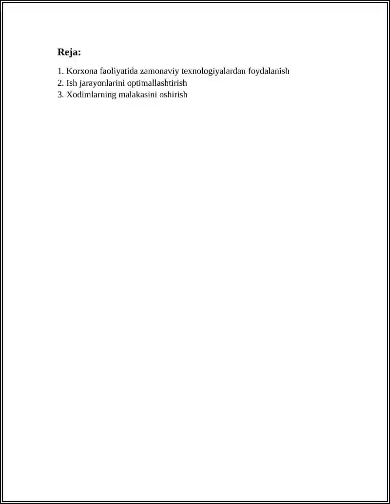 Korxona faoliyatida zamonaviy texnologiyalardan foydalanish 3