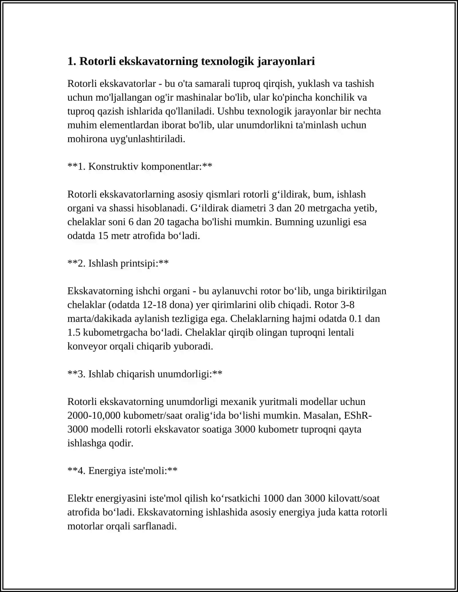 MUSTAQIL ISH Mavzu: ROTORLI EKSKAVATOR. FREZERLI EKSKAVATOR 3