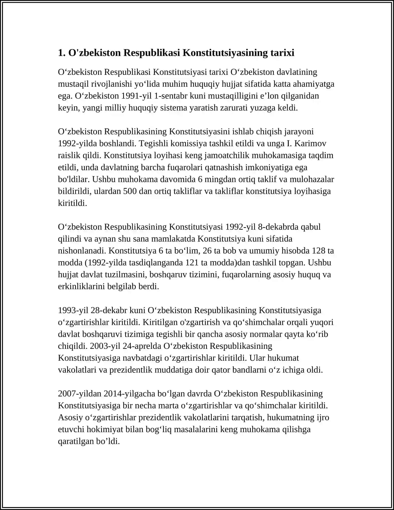 OʻZBEKISTON RESPUBLIKASI KONSTITUTSIYASI HAQIDA 3
