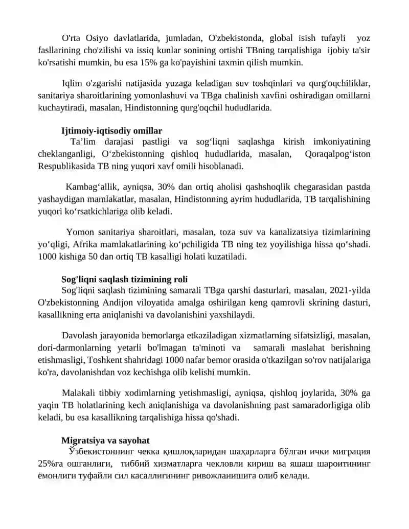 Tuberkulyoz rivojlanishiga tashqi omillarning ta’siri 3