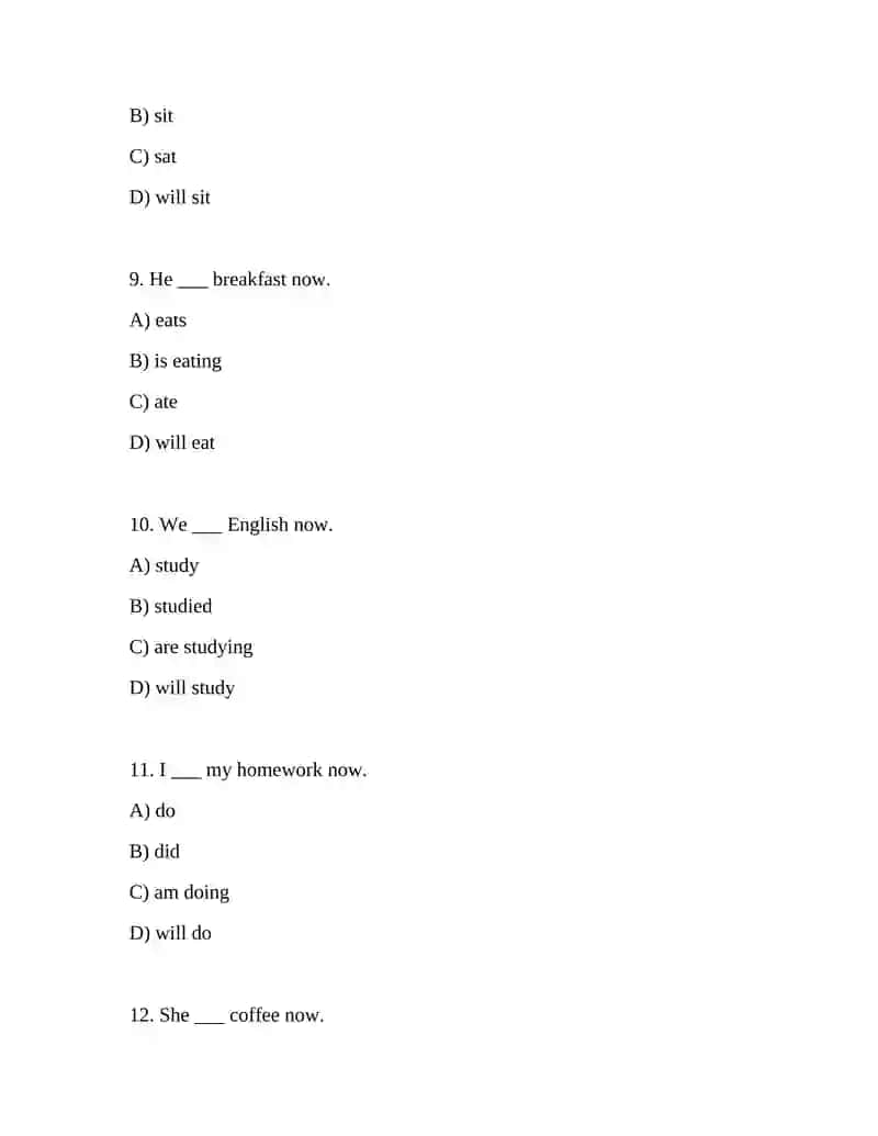 PRESENT CONTINUOUS 100 TEST 3