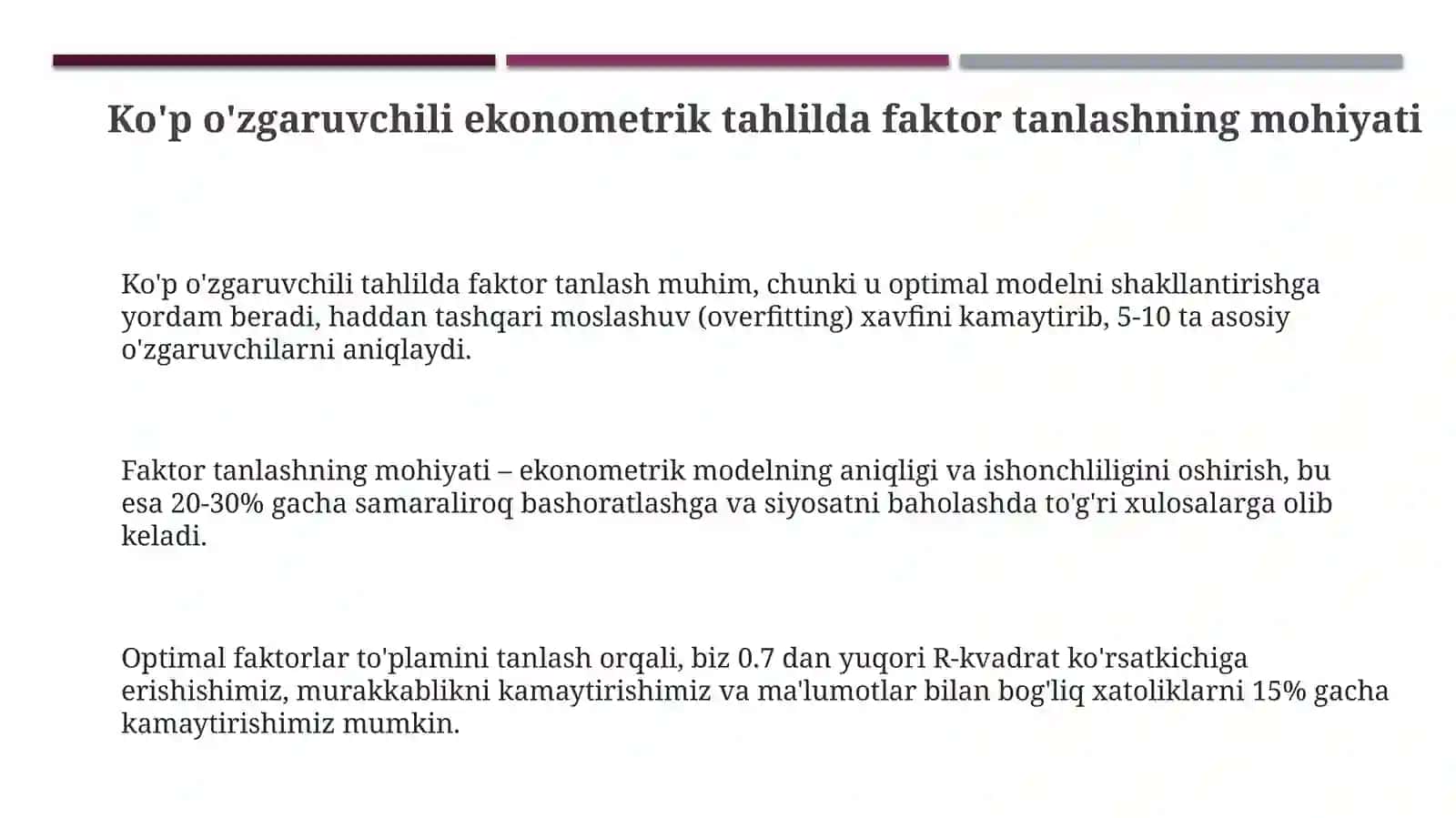 Ko'p omilli ekonometrik tahlilda omillarni tanlash muammosi 3