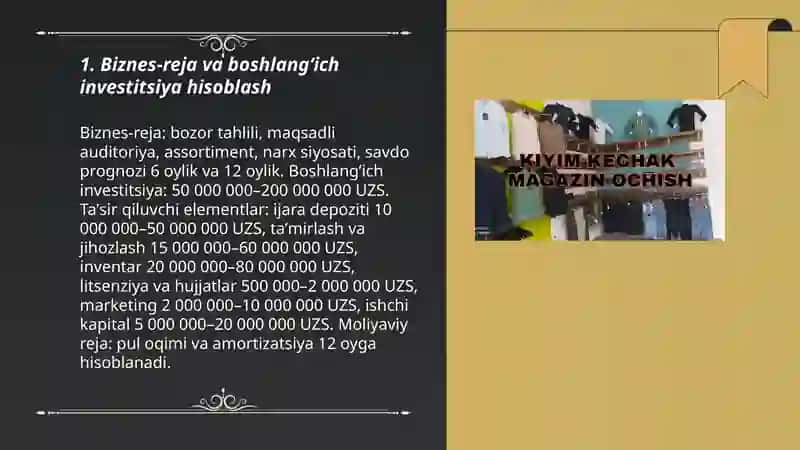 Kiyim-kechak doʻkoni biznesi 3