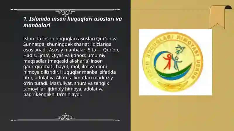 Islomda inson huquqlari himoyasi, ijtimoiy tenglik, adolat va tolerantlik 3