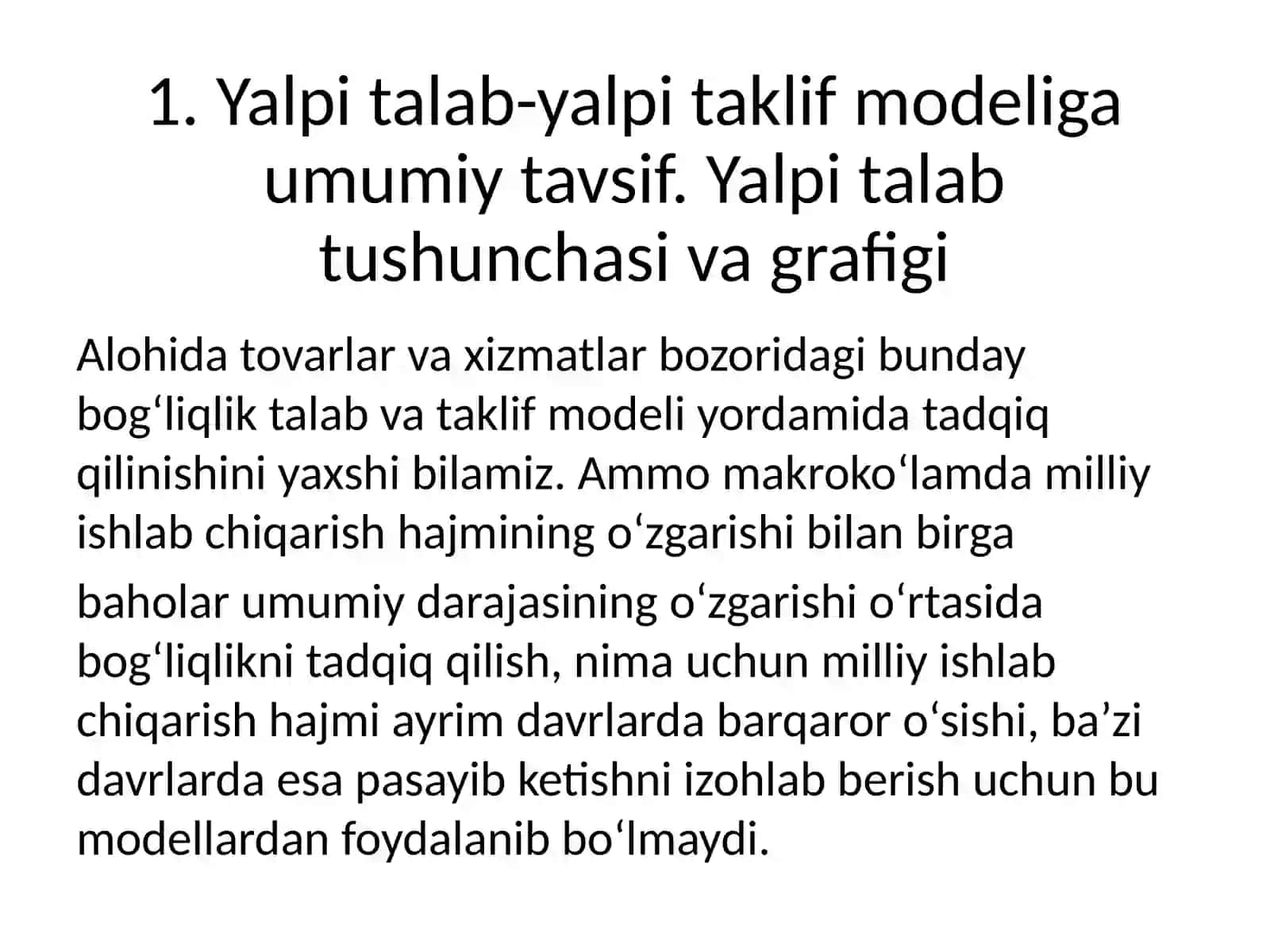 5-ma’ruza: YALPI TALAB-YALPI TAKLIF MODELI 3