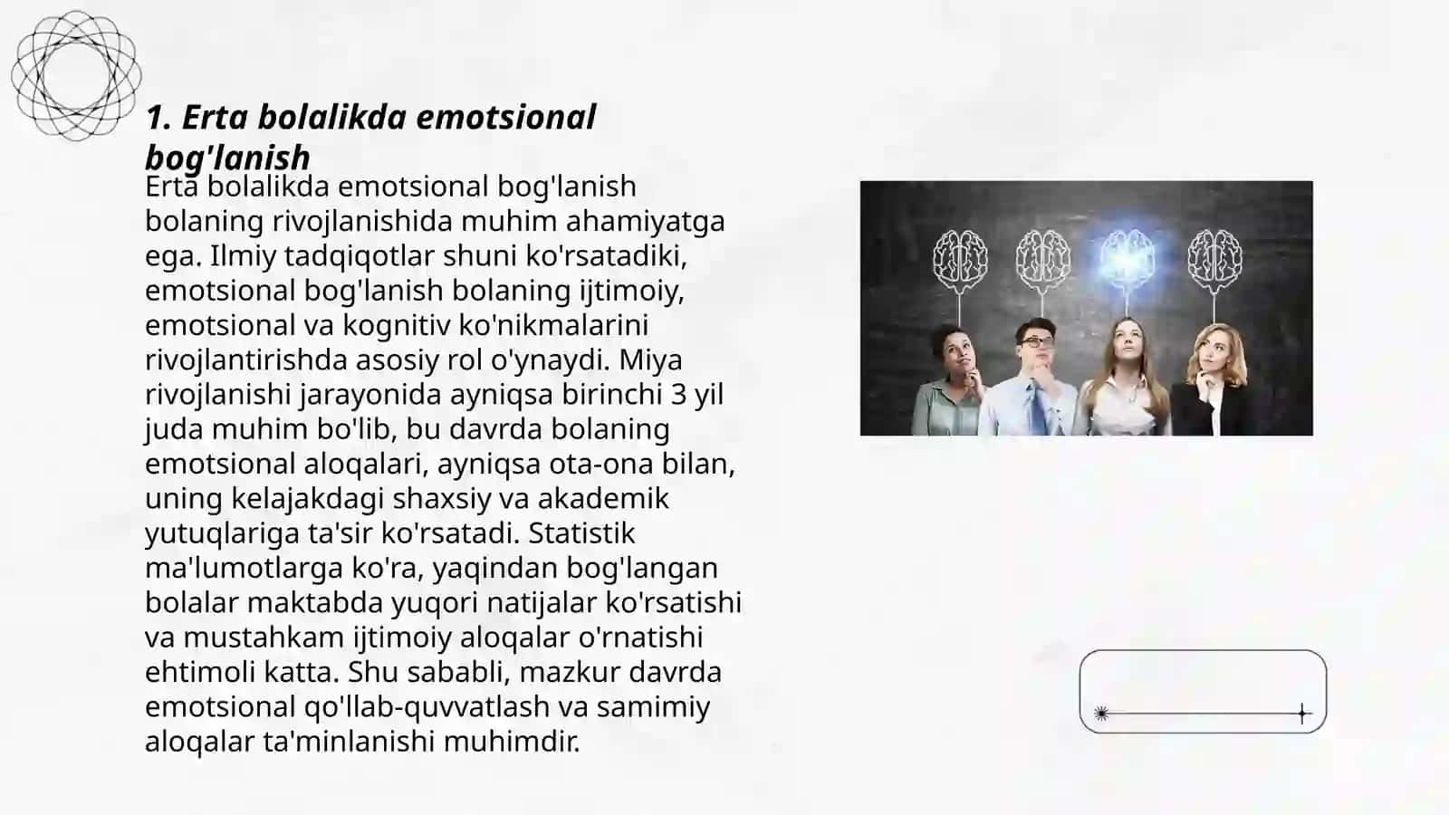 Go'daklik davrida psixik rivojlanishda kattalar bilan emotsional holatlarning namoyon bo'lishi 3