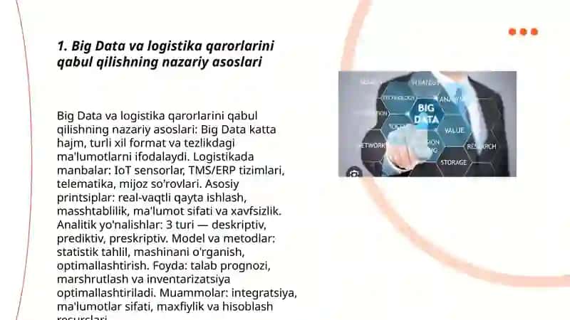 Big Data texnologiyalaridan logistika qarorlarini qabul qilishda foydalanish 3