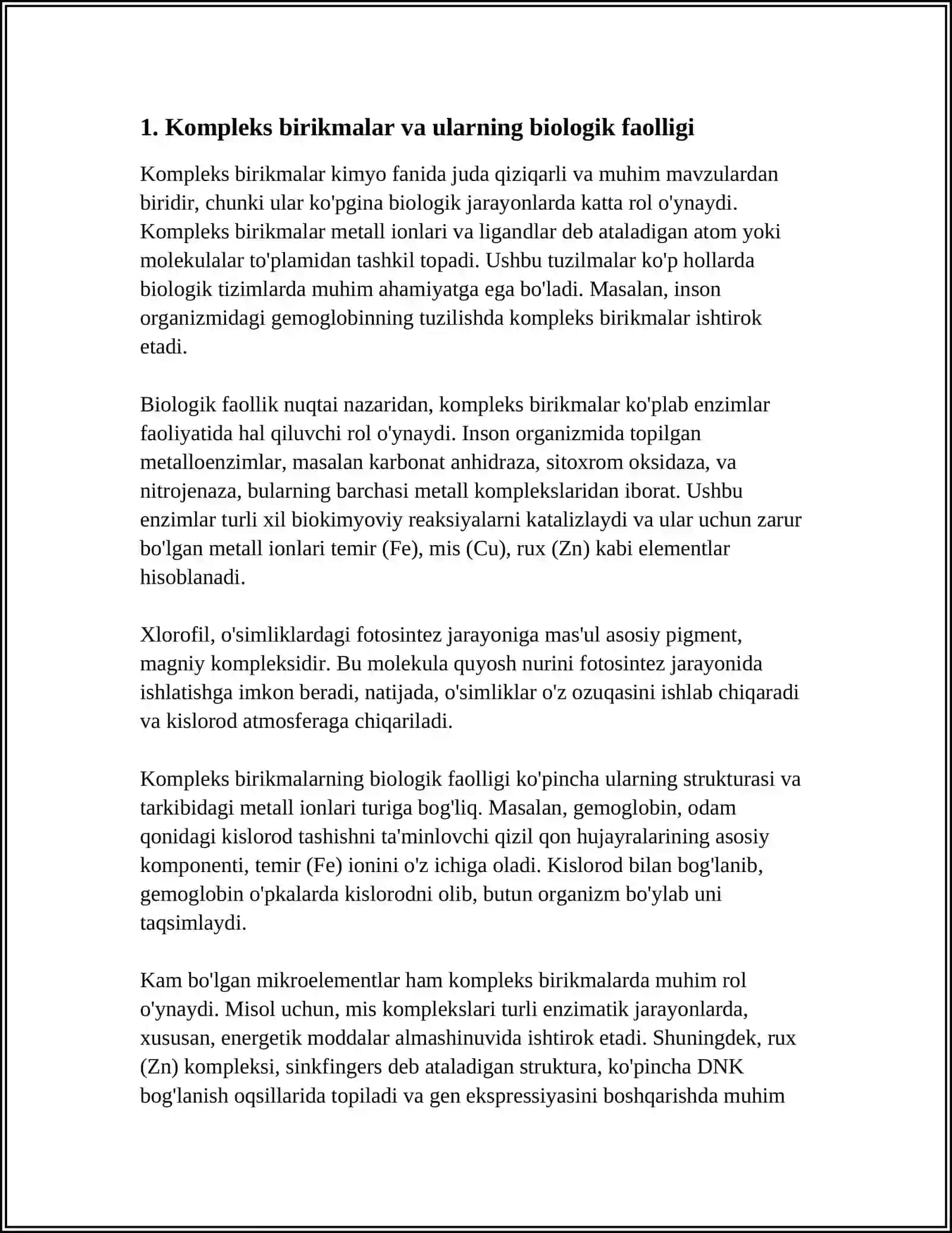 KOMPLEKS BIRIKMALAR-BIOLOGIK FAOL BIRIKMALAR 3