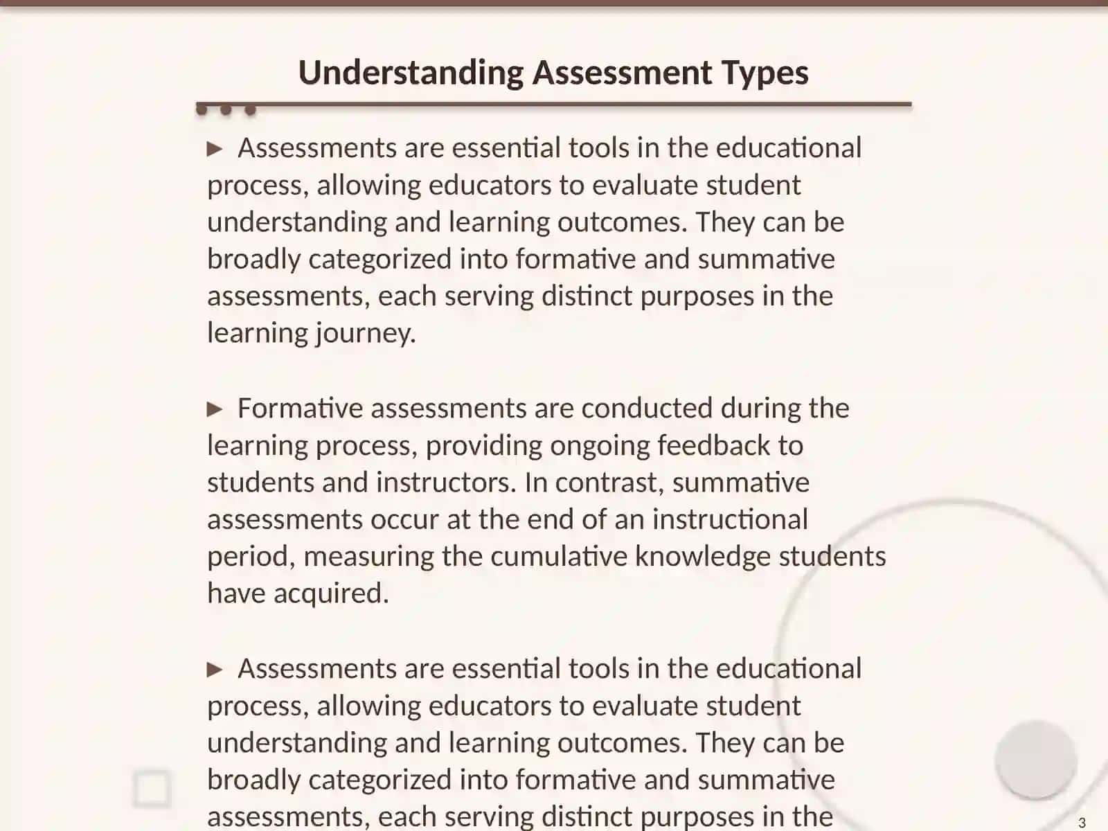 Formative and Summative assessment types 3