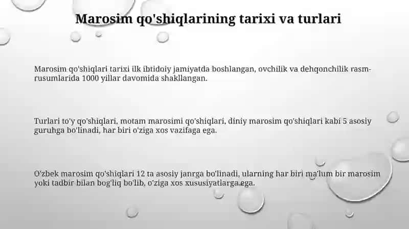Marosim qushiqlari - madaniyatimizning jonli merosi 3
