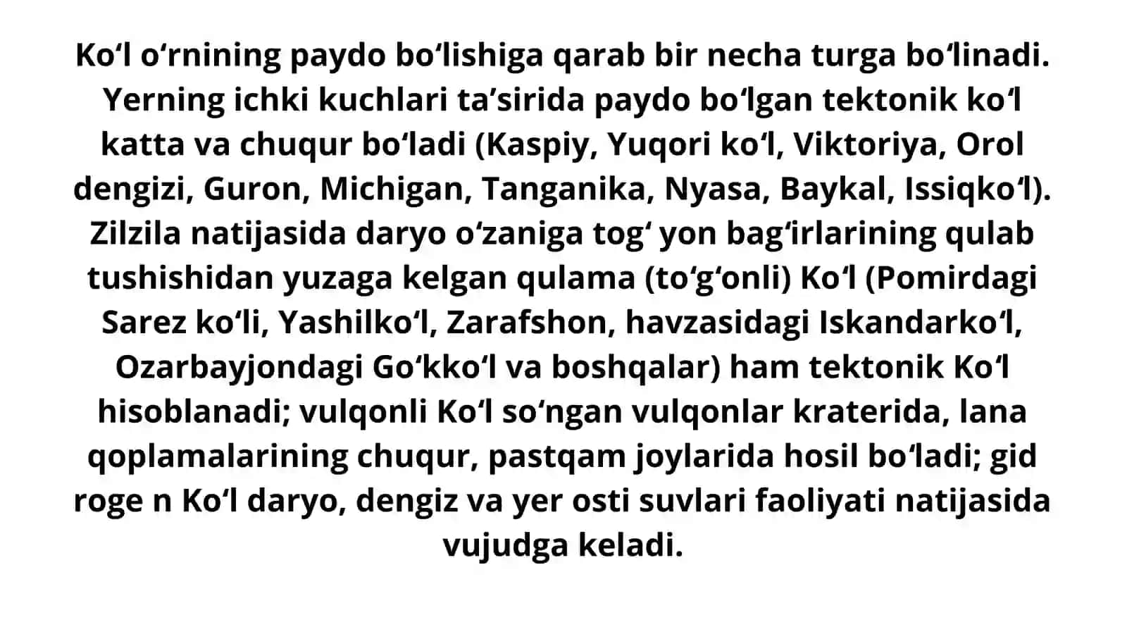 Koʻllar va ularning turlari 3