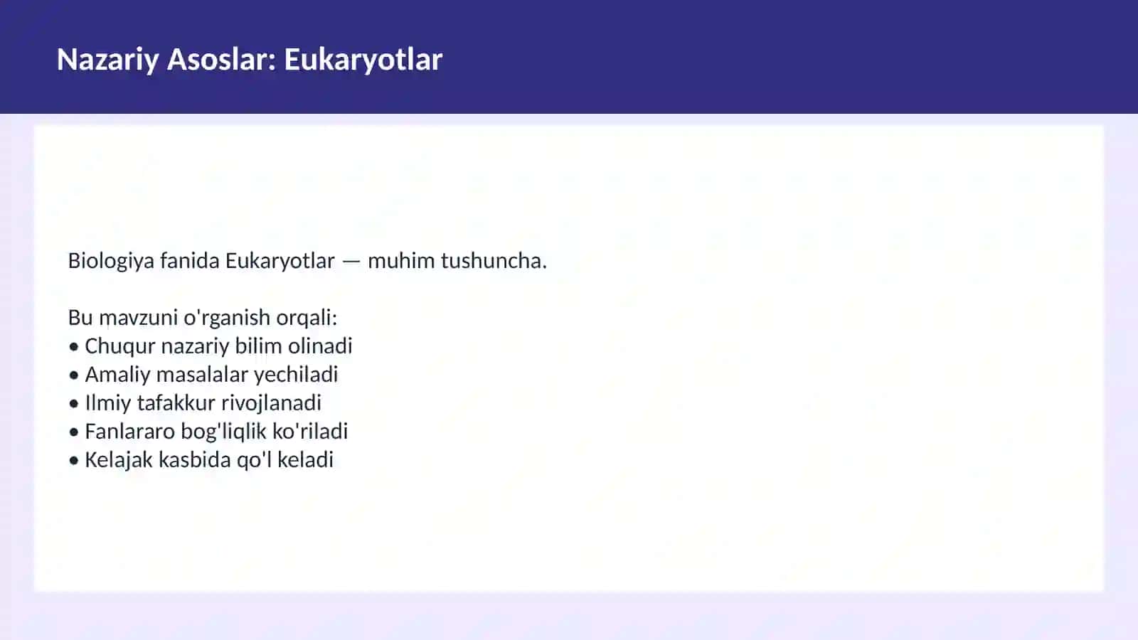 BIOLOGIYA Hujayra tuzilishi O'qituvchilar va talabalar uchun dars ishlanma 3