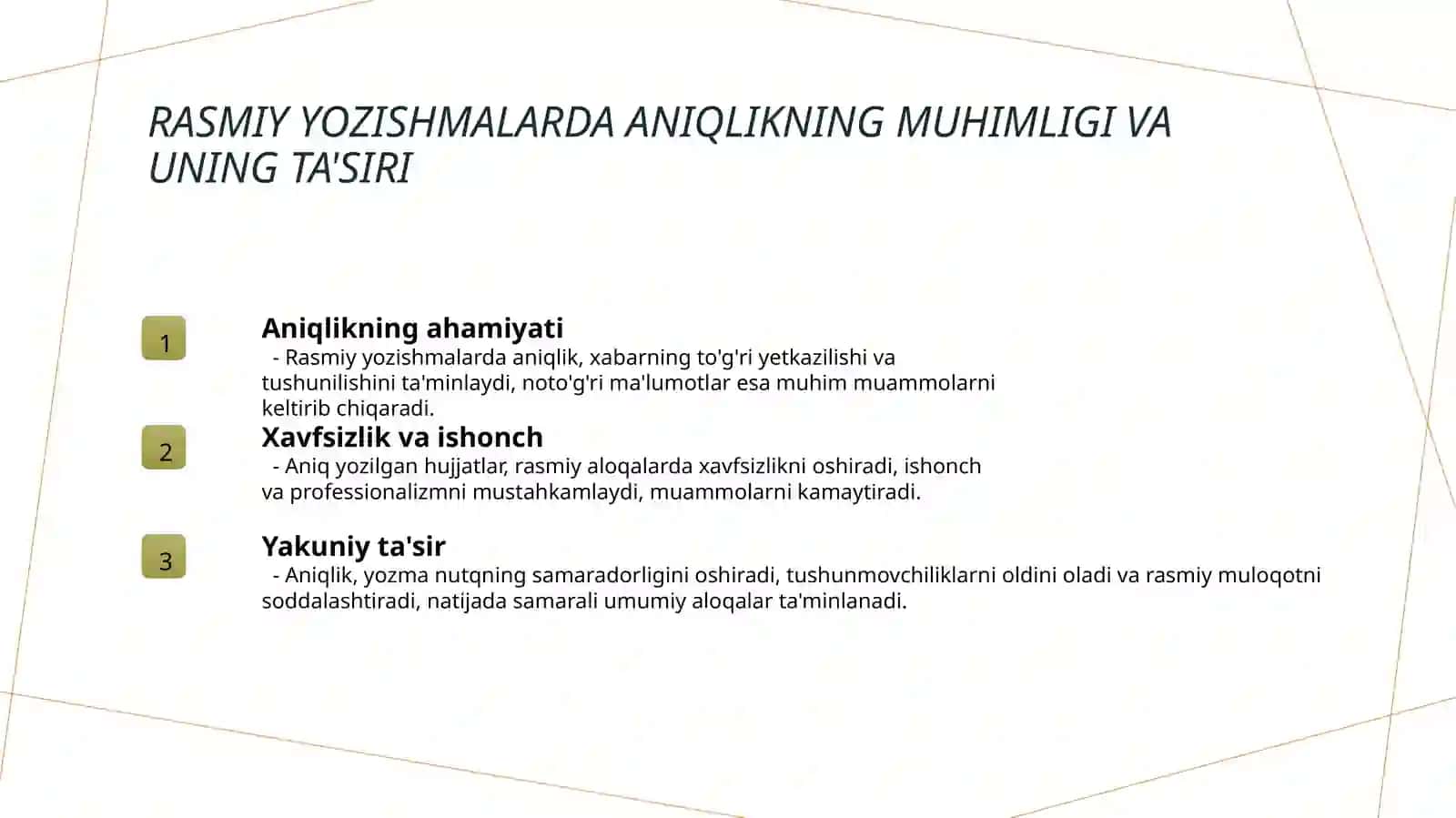 Xizmat yozishmalarini yozishdagi muammolar 3