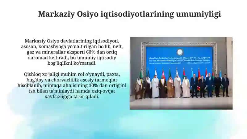 Markaziy Osiyo iqtisodiyotlarining umumiyligi 3