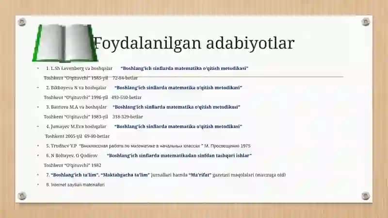 Boshlangʻich sinf matematikadan darsdan tashqarida mashgʻulotlarni tashqil etish 3