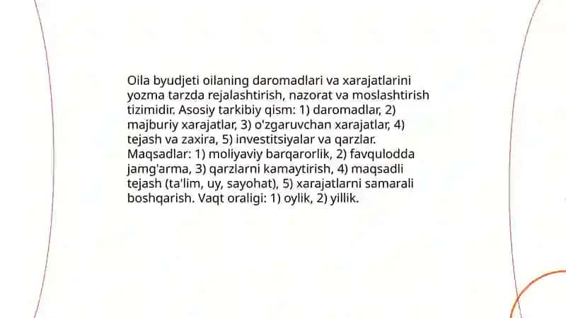 Oila moliyasi: umumiy budjet, rejalashtirish va kelishuvlar 3