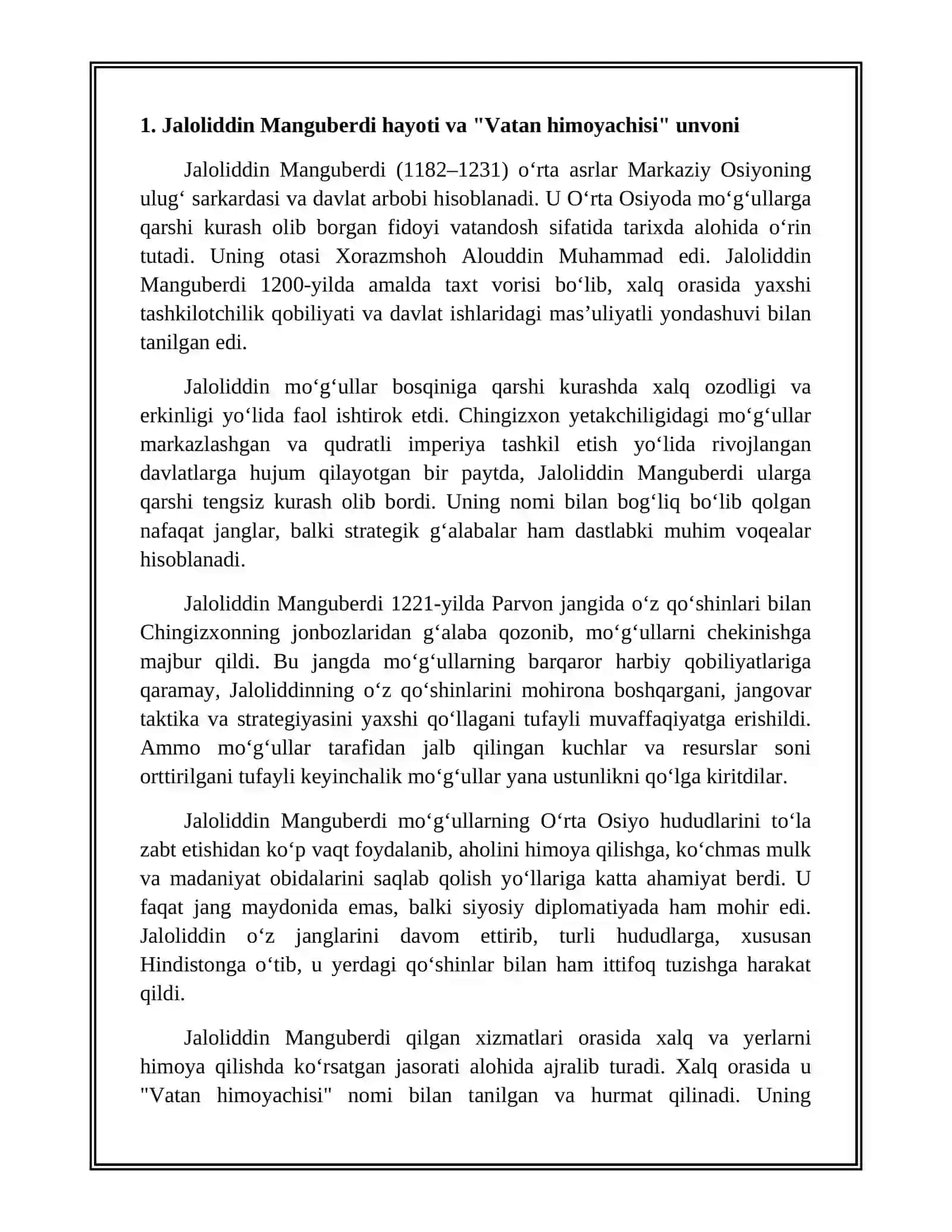 JALOLIDDIN MANGUBERDI —VATAN HIMOYACHISI 3