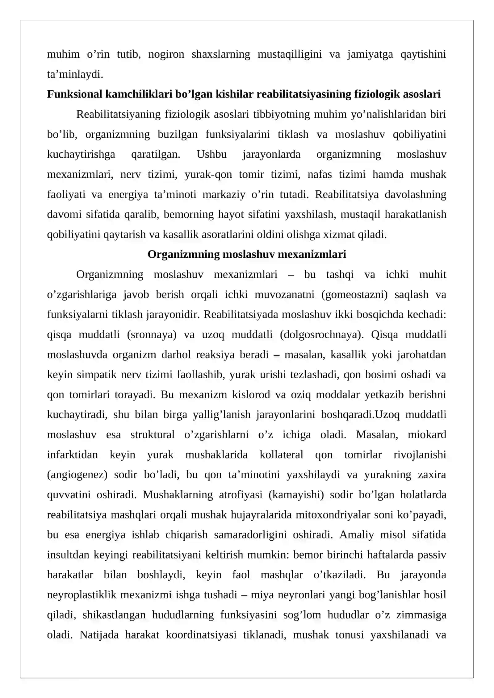 Funksional kamchiliklari bo’lgan kishilar reabilitatsiyasining fiziologik asoslari 3