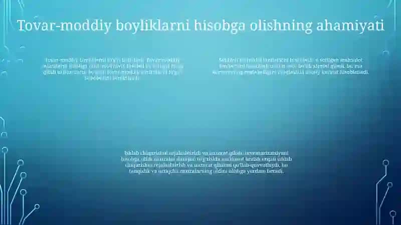 Tovar-Moddiy Zaxiralar Hisobi 3