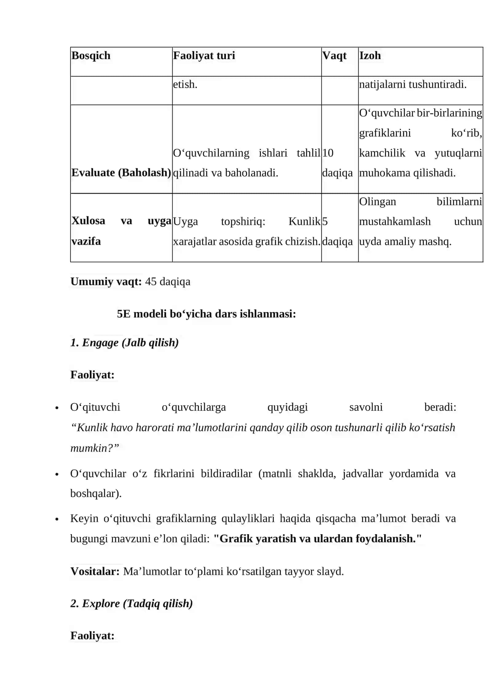 6-sinf Informatika Grafik yaratish. Ma'lumotlarni o'zgartirish va (Agar, Nima) savollarga javob berish 3