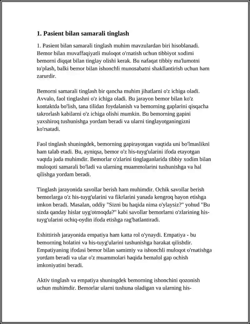 PASIENT BILAN VERBAL MULOQOT KO'NIKMALARI 3