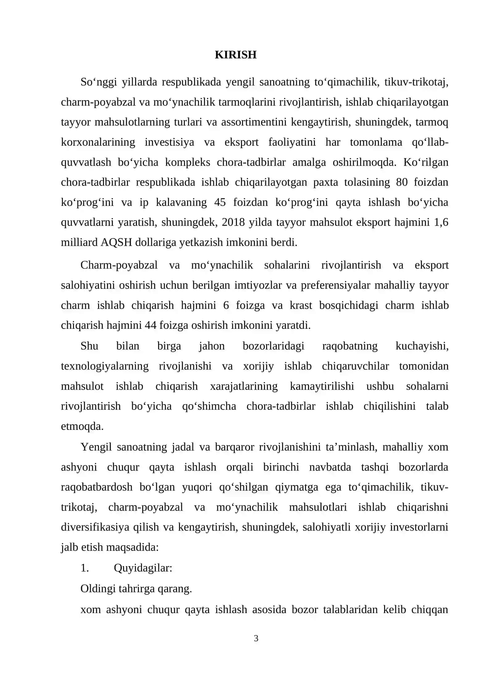 FARG’ONA VILOYATI TOSHLOQ TUMANIDA MITIKAL ASSORTIMENTDAGI TOQIMA ISHLAB CHIQARISH KORXONASINI LOYIHALASH 3
