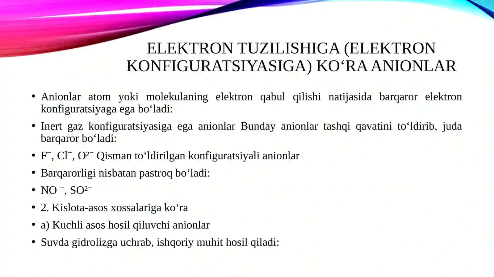 Anionlarning klassifikatsiyasi 3