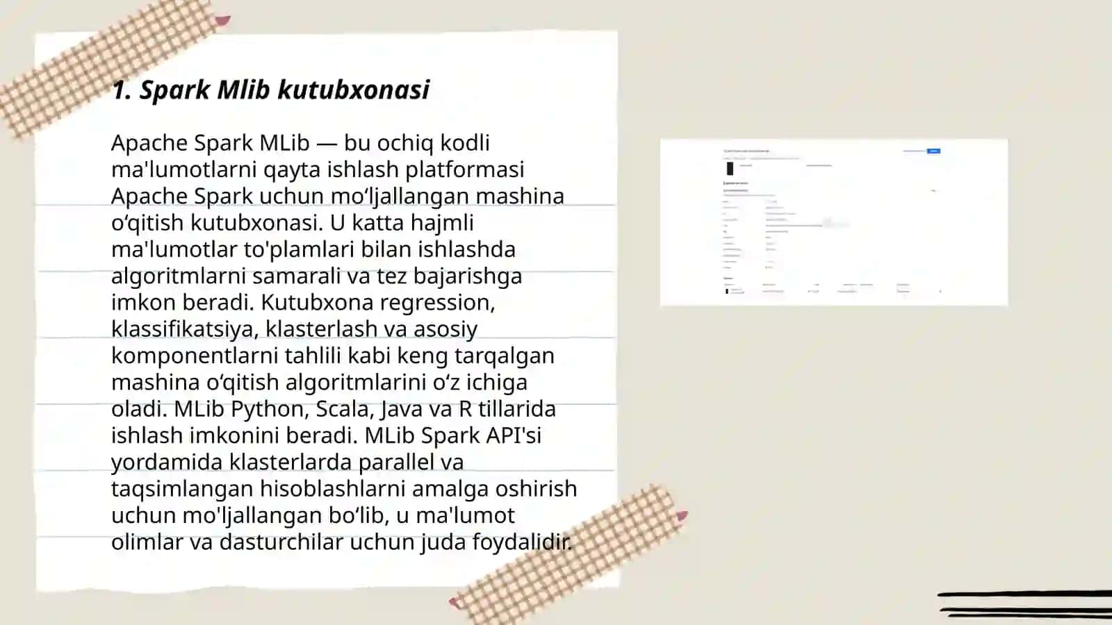 Spark Mlib Bigdata-ni Spark bilan modellashtirish 3