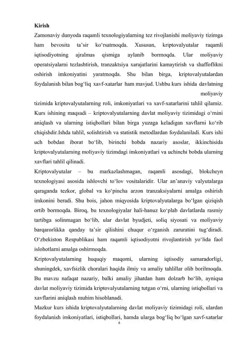 Davlatning moliyaviy tizimida kriptovalyutalardan foydalanish istiqbollari va xavflari 3