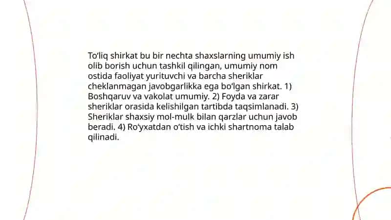 Toʻliq shirkat va komandit shirkat 3