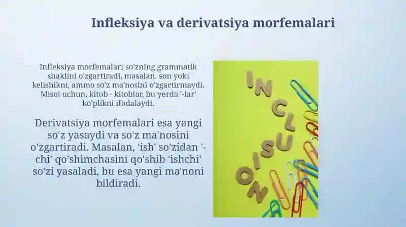 Morfema va uning xususiyatlari, turlari 3