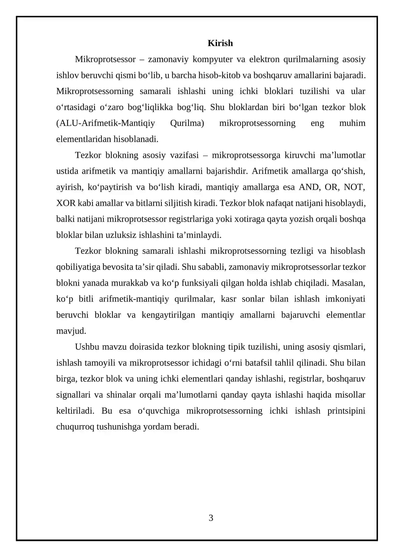 Mikroprotsessorning tezkor blokining tipik tuzilmasi 3