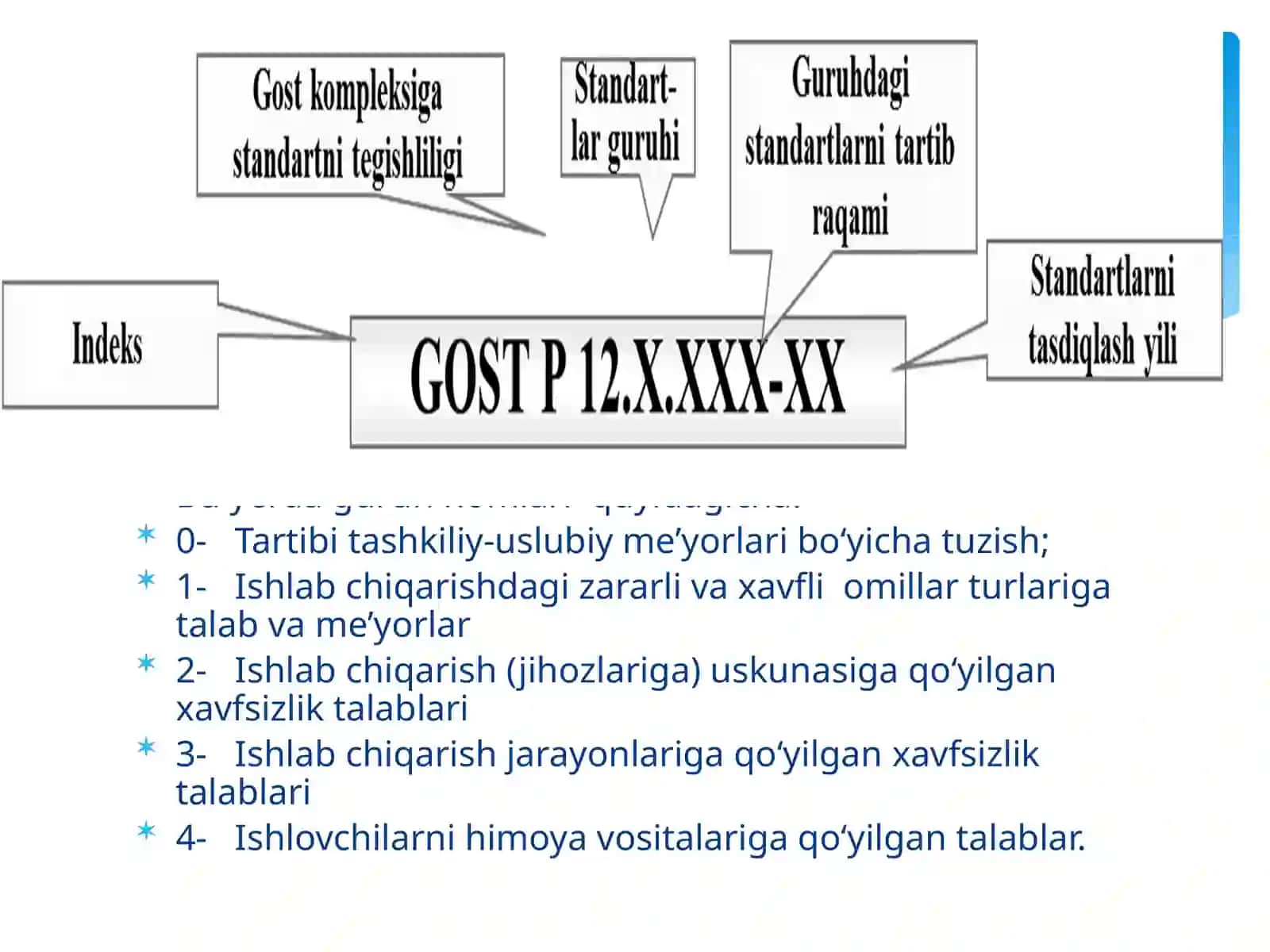 Mehnatxavfsizligi bo‘yicha Davlat standartlari tartibi (GOST SSBT) 3