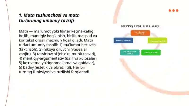 Matn turlari va uning o'ziga hos turlari haqida ma'lumot 3