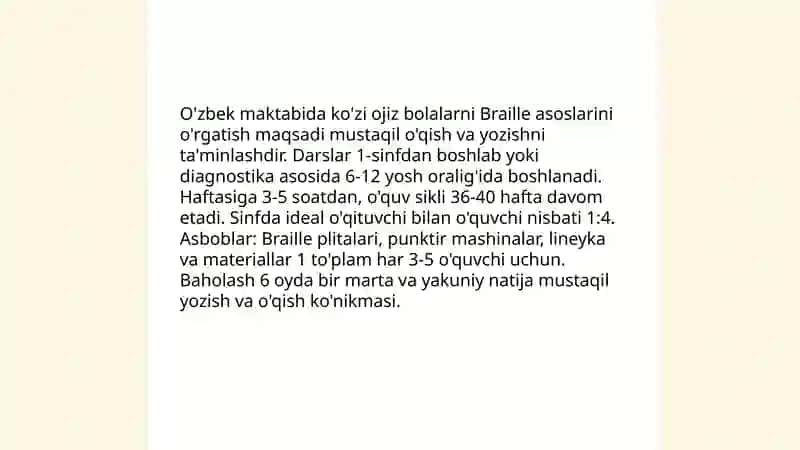 Ko'zi ojiz bolalarni savodga o'rgatish 3