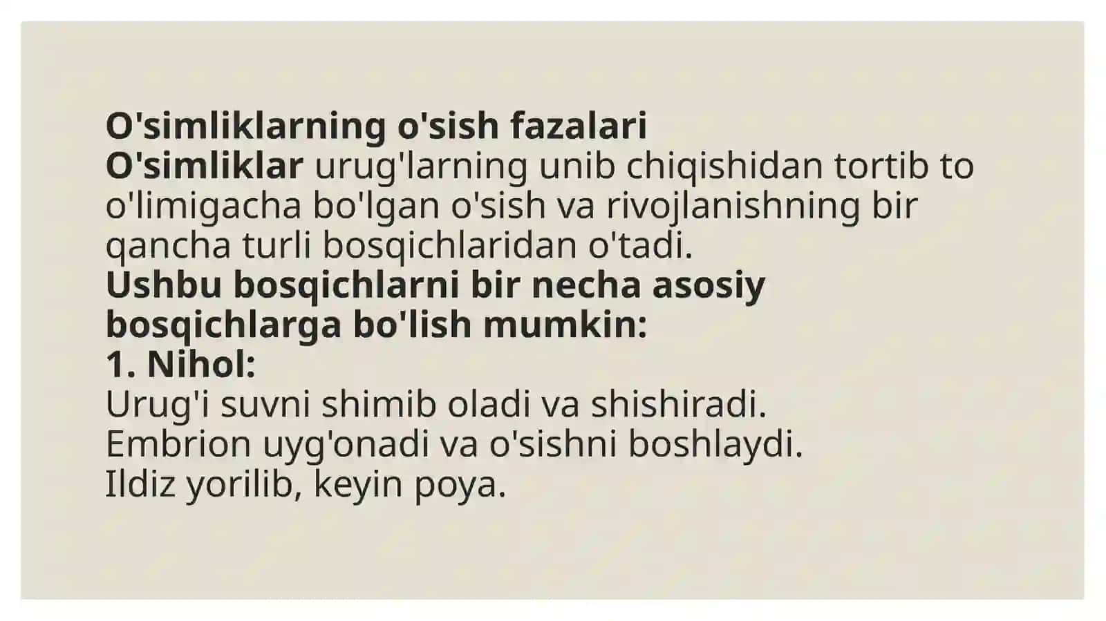 O’sish fazalari, tiplari va qonuniyatlari 3